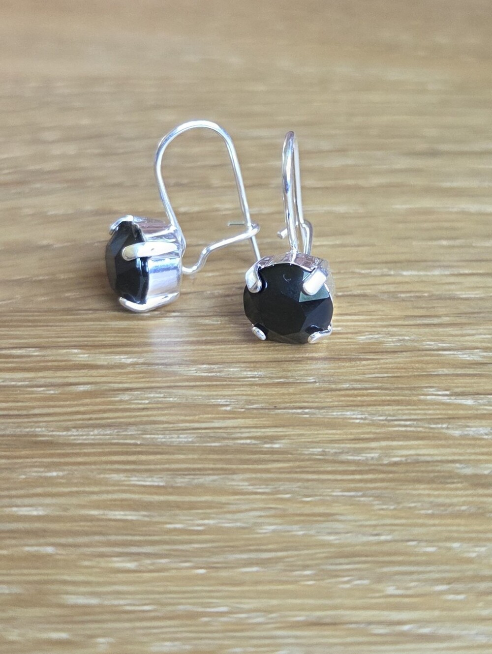 Black Crystal Drop Earrings | Handmade - Picture 3 of 9